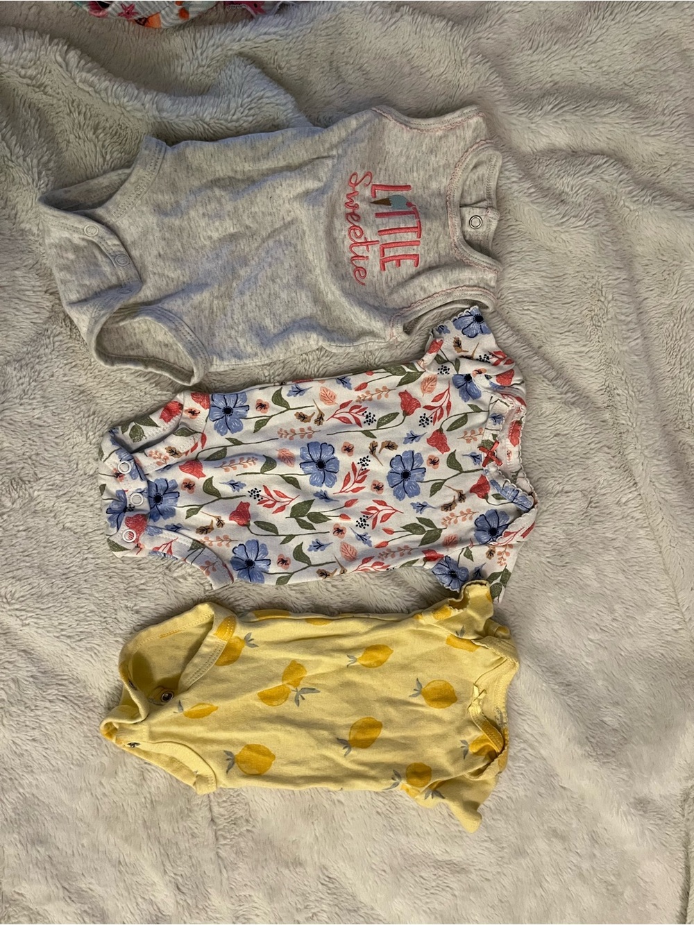 Carter's 3-Pack Sleeveless Bodysuits - Gray, Floral, Yellow